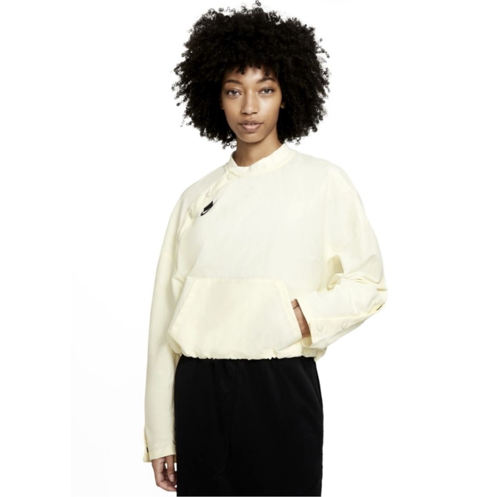 Nike Sportswear Tech Woven Pullover Bomber Cream White | Women Size S NWT